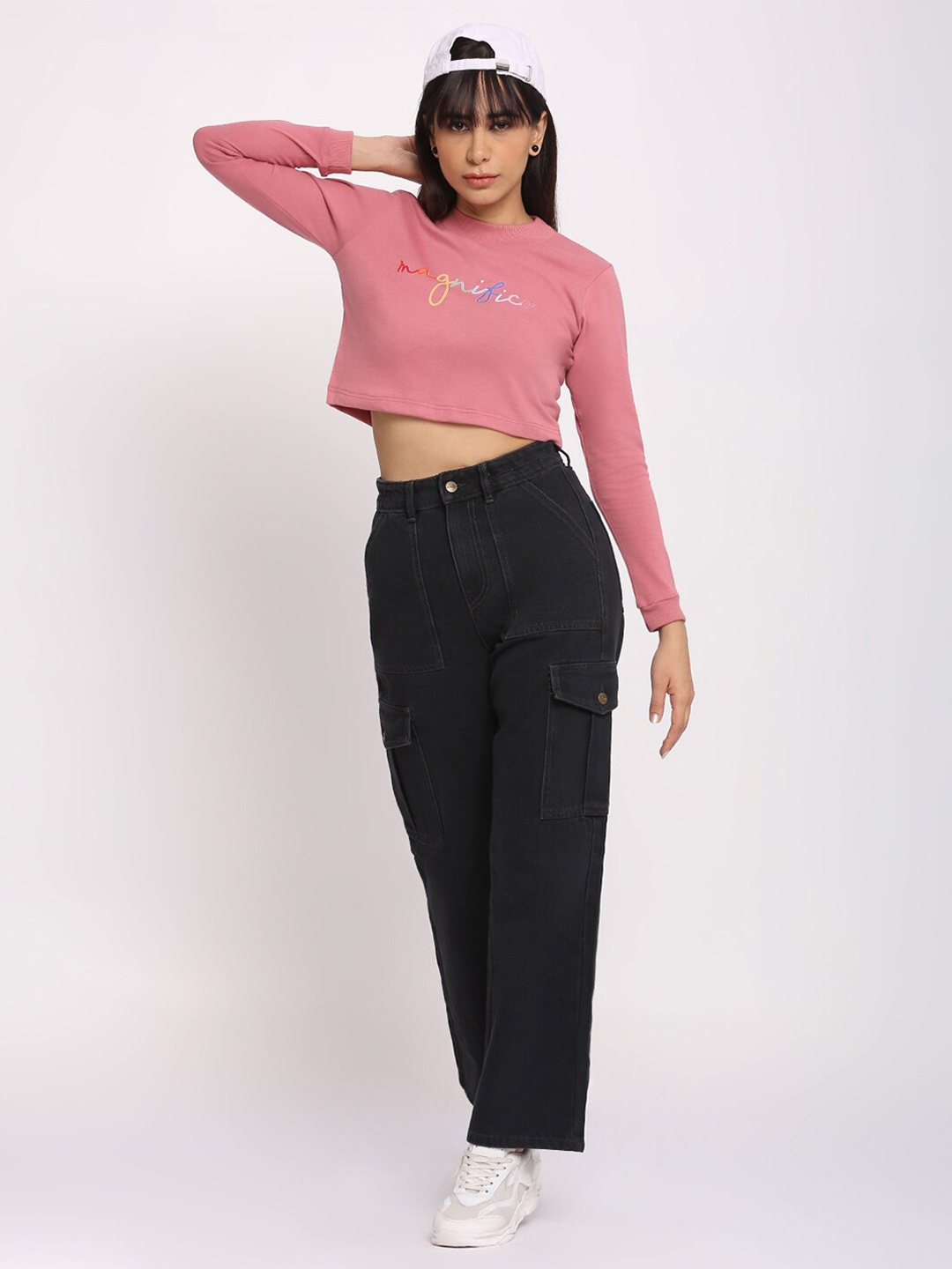 

Pink Guava Typography Printed Cotton Crop T-shirt