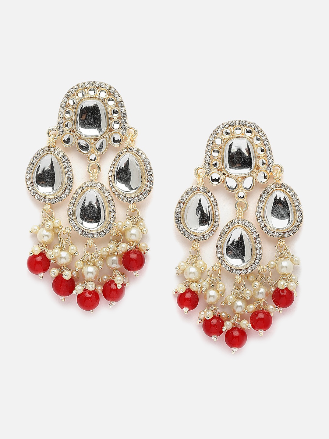 

Anouk Gold-Toned Gold-Plated Kundan Contemporary Drop Earrings