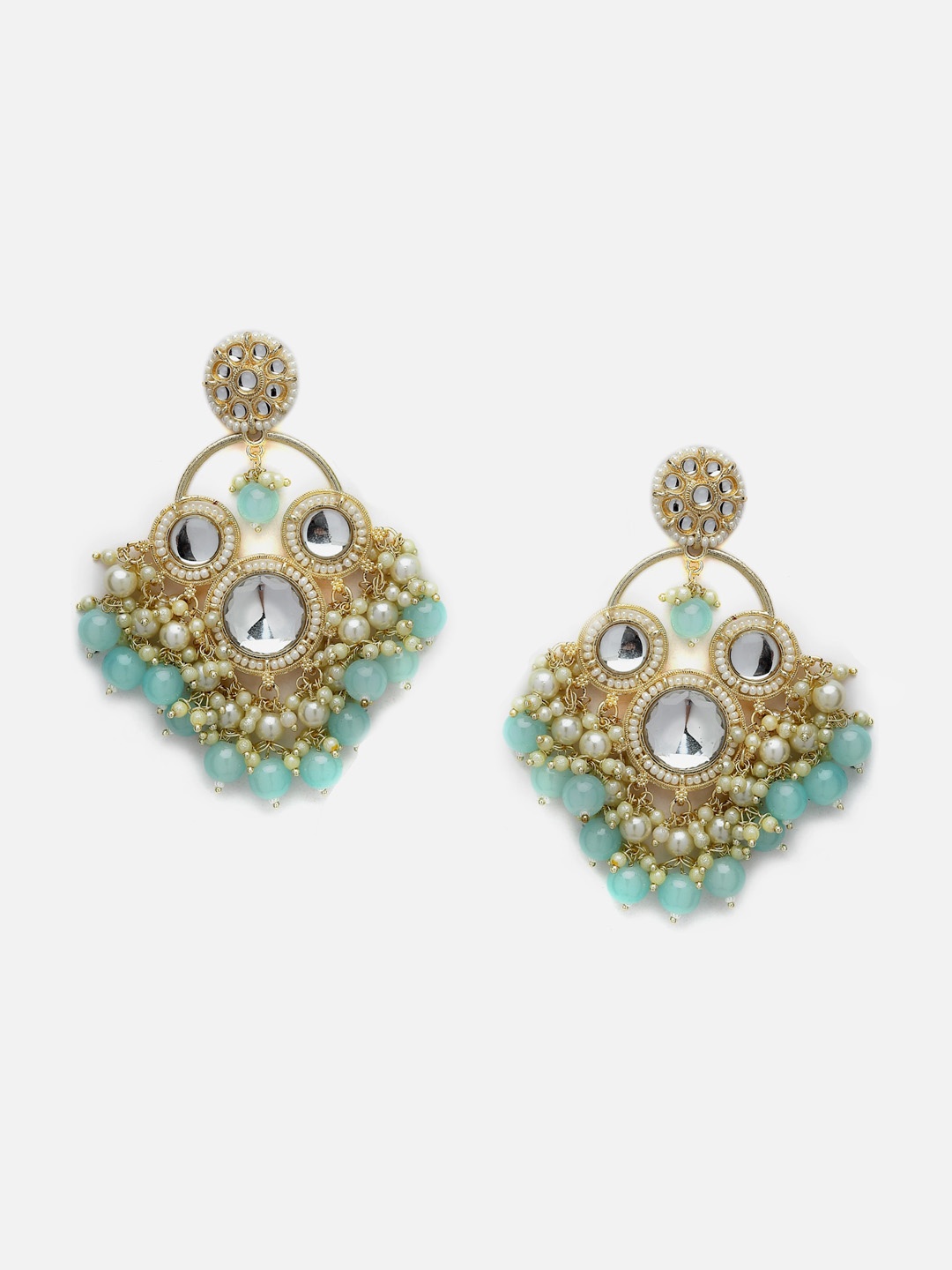 

Anouk Gold-Plated Kundan-Studded & Beaded Contemporary Drop Earrings