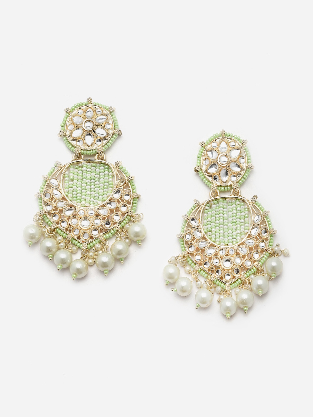 

Anouk Gold-Plated Kundan-Studded & Pearls Beaded Classic Drop Earrings
