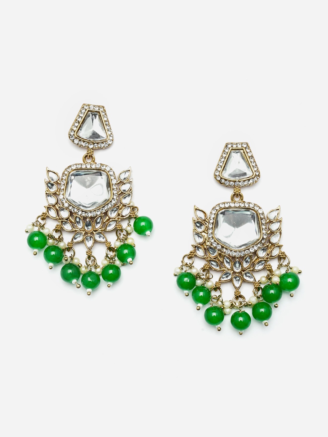 

Anouk Gold-Plated Kundan-Studded & Pearl Beaded Drop Earrings