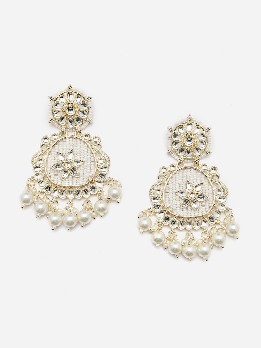 

Anouk Gold-Toned Gold-Plated Kundan Drop Earrings