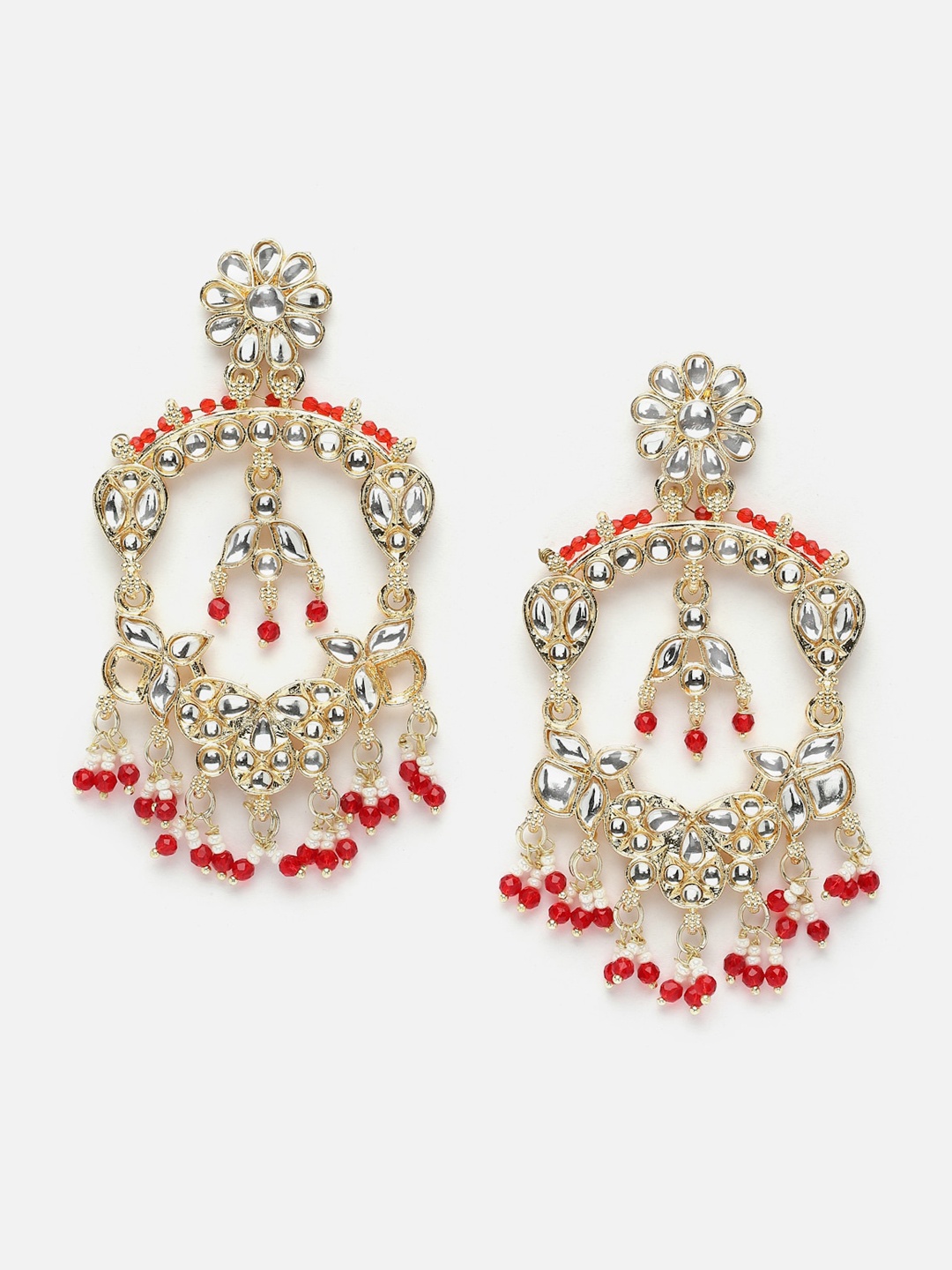 

Anouk Gold-Toned Gold-Plated Kundan Contemporary Drop Earrings