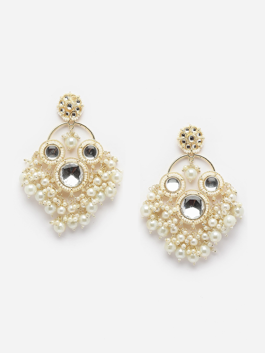 

Anouk Gold-Toned Gold-Plated Kundan Contemporary Drop Earrings