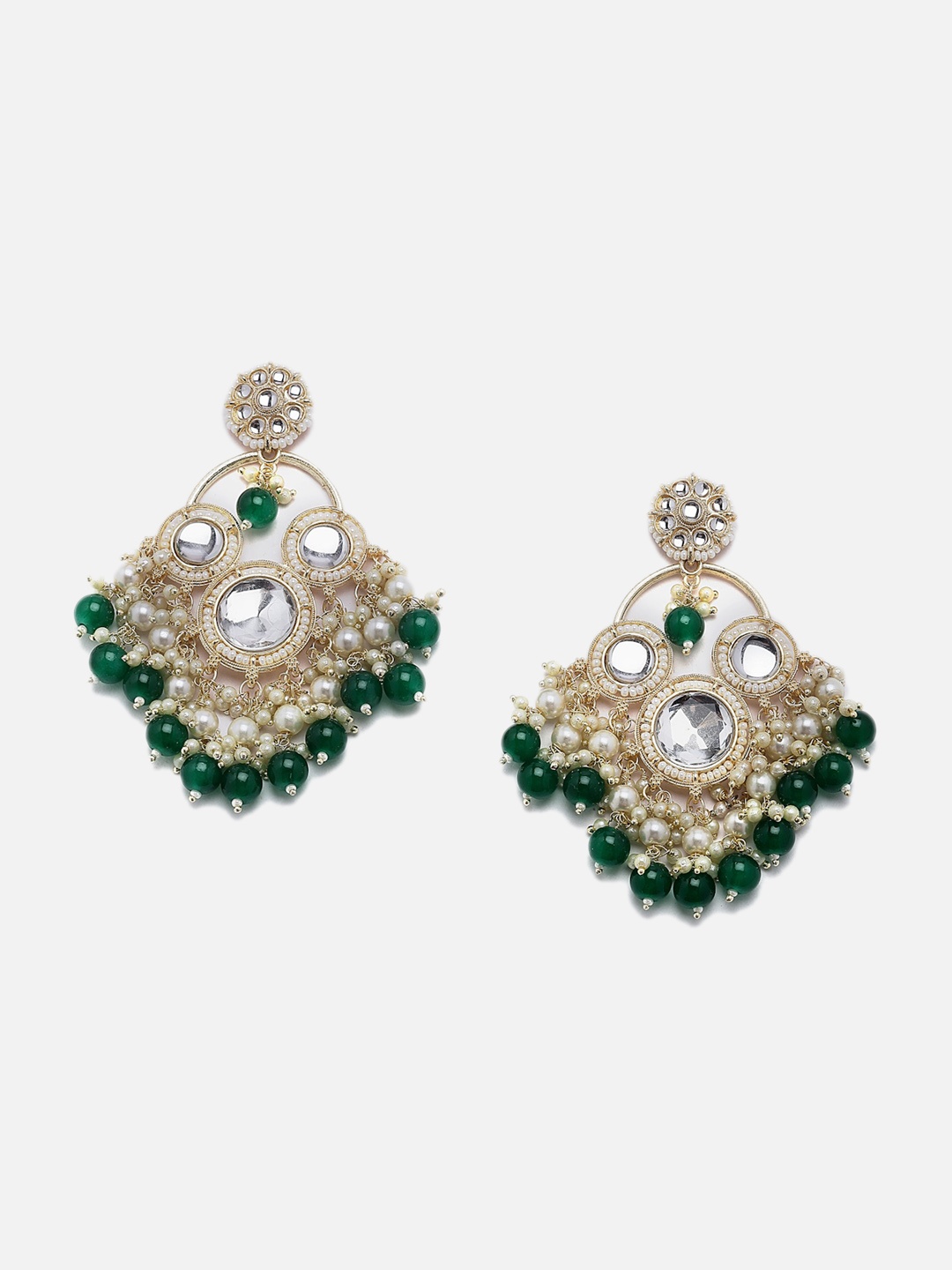 

Anouk Gold-Toned Gold-Plated Kundan Contemporary Drop Earrings