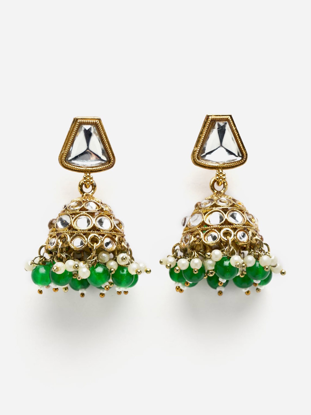 

Anouk Gold-Toned Gold-Plated Kundan Contemporary Jhumkas