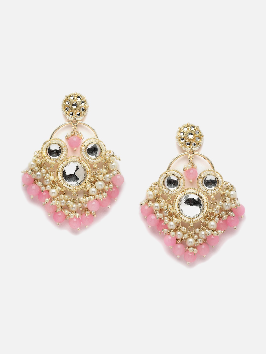 

Anouk Gold-Toned Gold-Plated Kundan Contemporary Drop Earrings