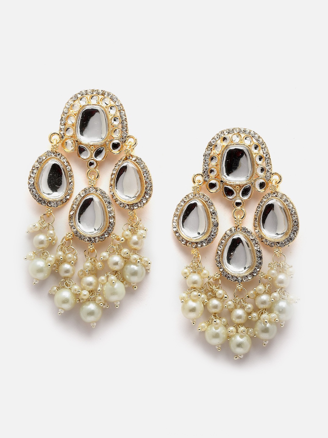 

Anouk Gold-Toned Gold-Plated Kundan Contemporary Drop Earrings