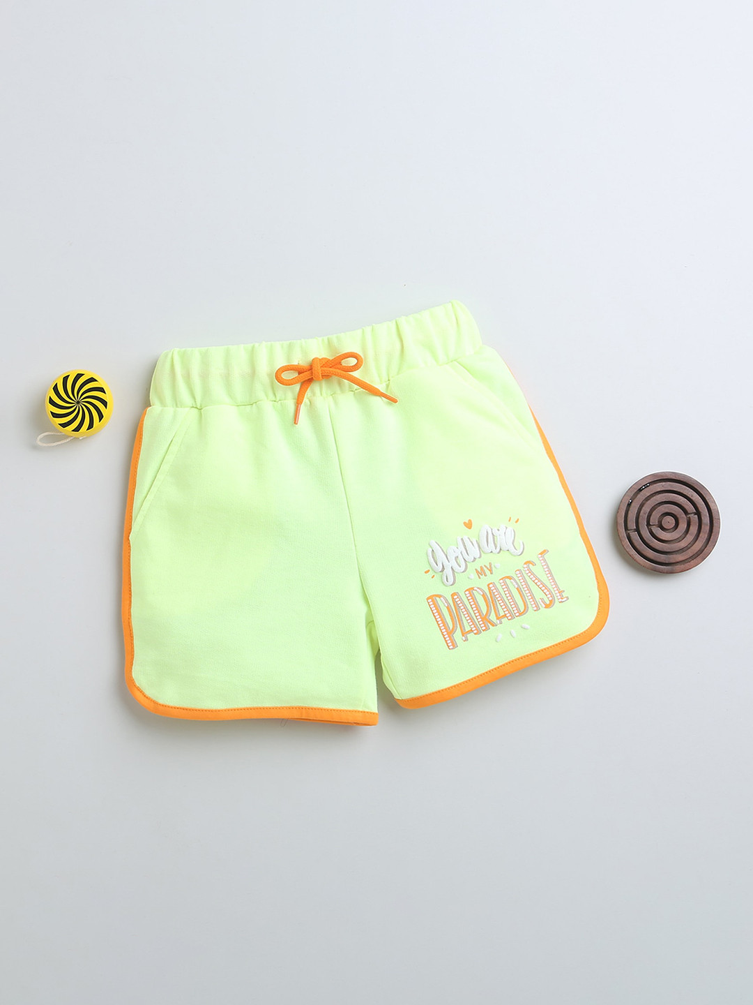 

BUMZEE Girls Mid-Rise Cotton Shorts, Green