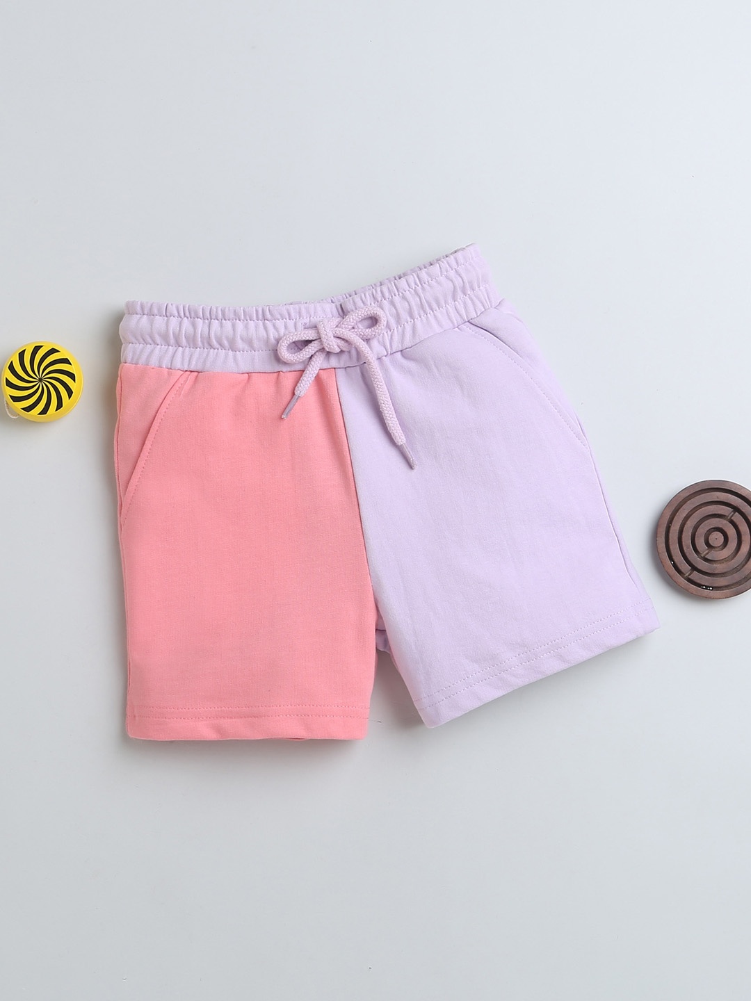 

BUMZEE Girls Colourblocked Regular Fit Cotton Shorts, Lavender
