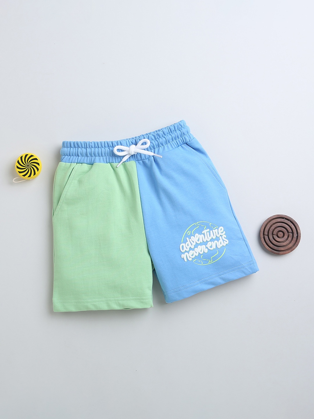 

BUMZEE Boys Colourblocked Regular Fit Cotton Shorts, Blue