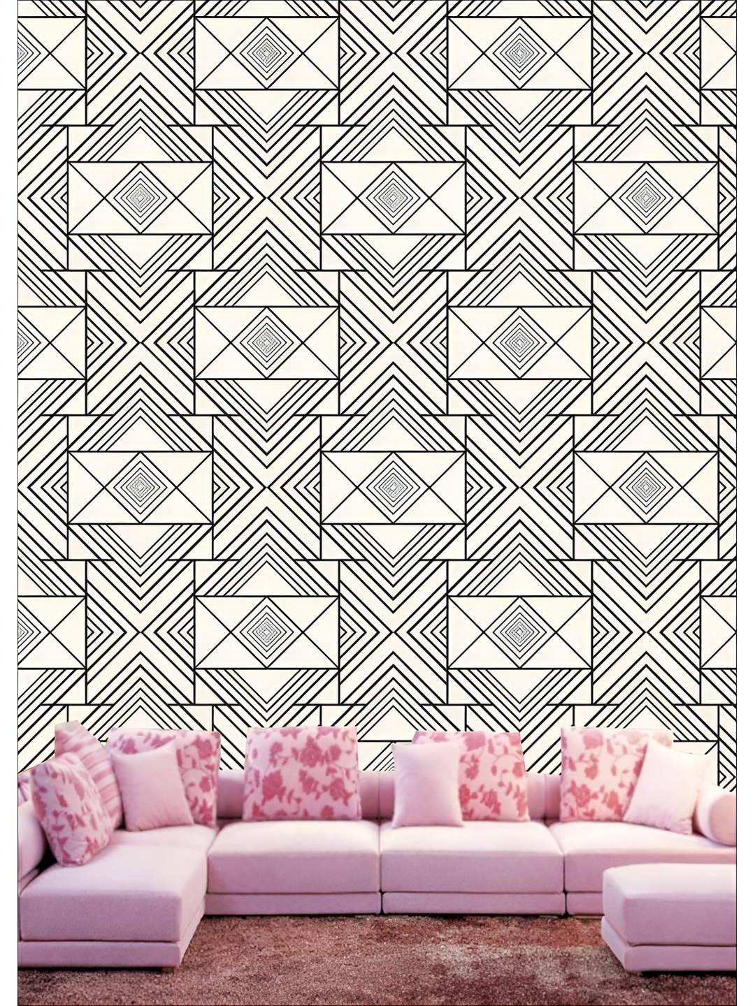 

KSHIRSA White & Black Printed Self-Adhesive 3D Wallpaper