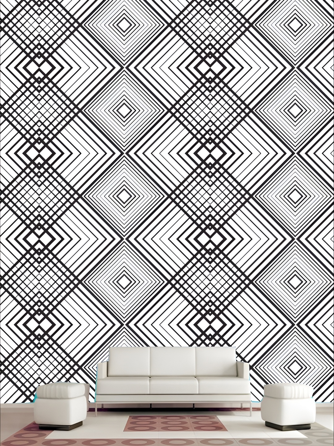 

KSHIRSA White & Black Abstract Printed Self-Adhesive 3D Wallpaper