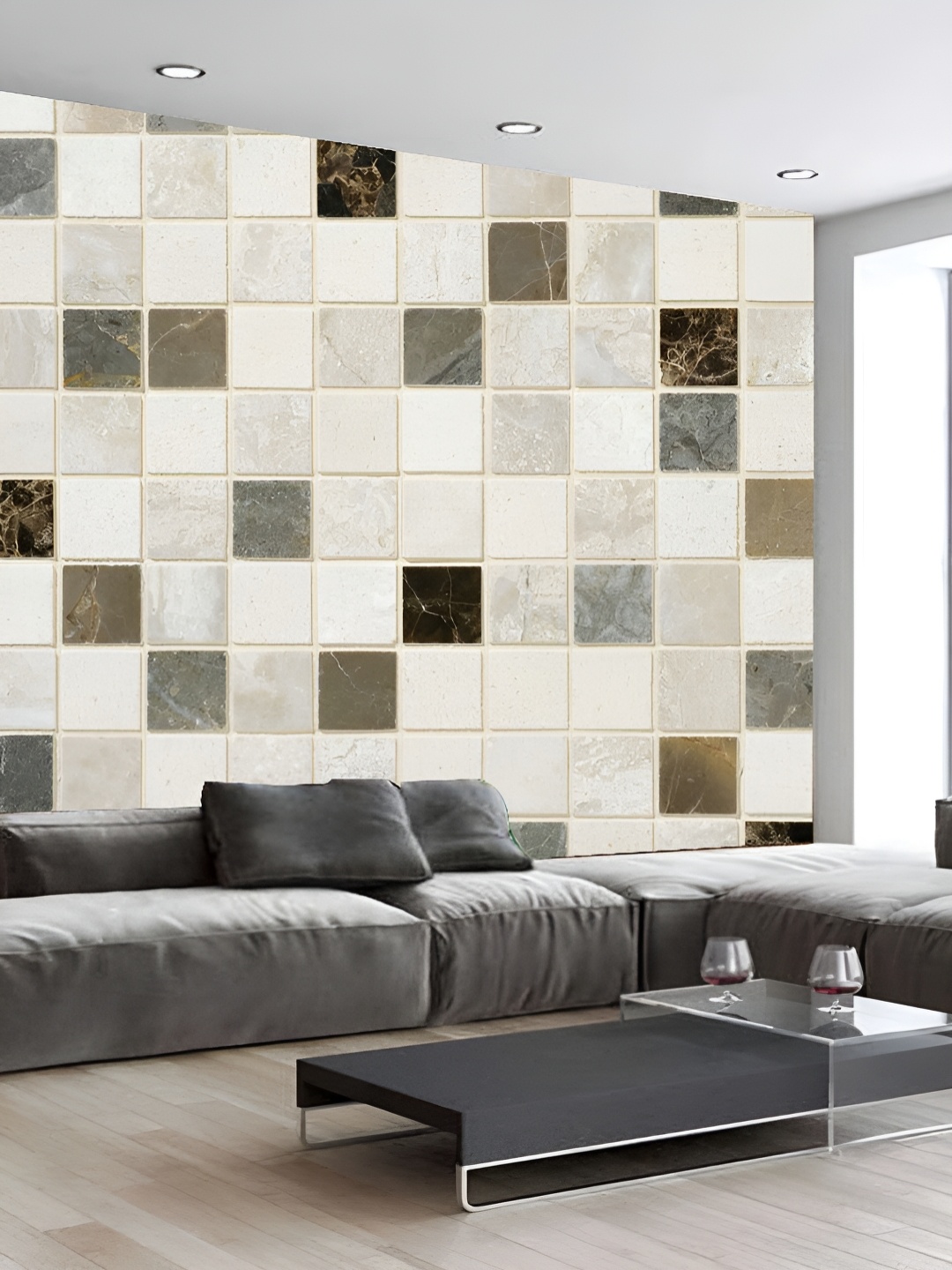 

KSHIRSA Off White & Brown Printed Self-Adhesive 3D Wallpaper