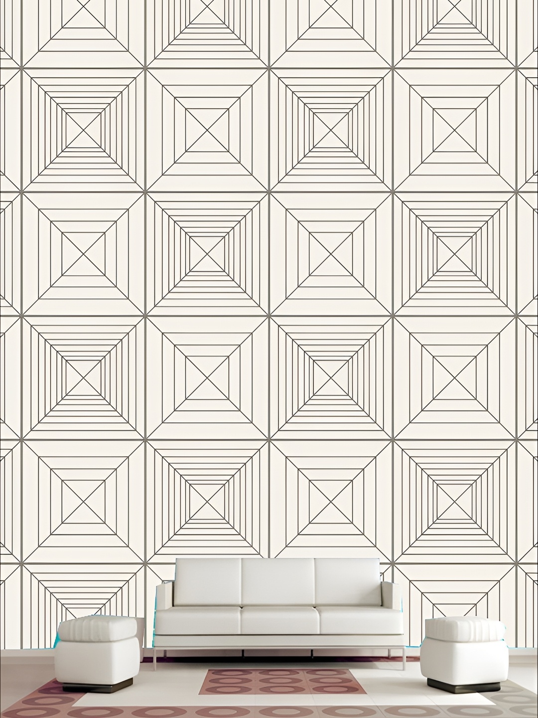 

KSHIRSA White & Grey Printed Self-Adhesive 3D Wallpaper