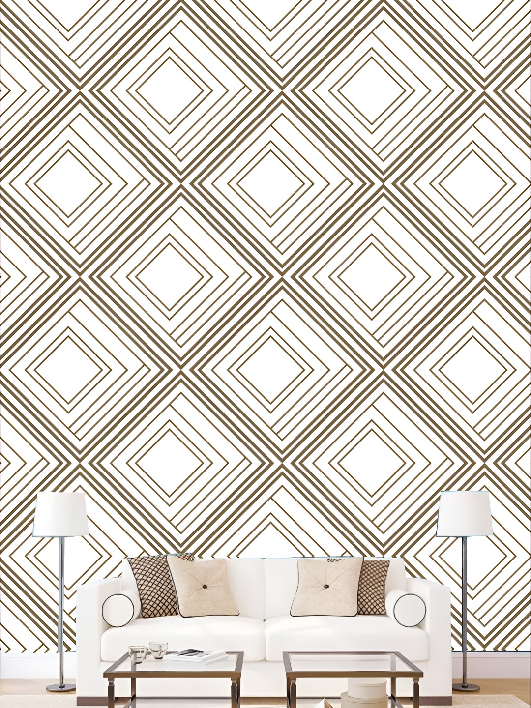 

KSHIRSA White & Brown Printed Self-Adhesive 3D Wallpaper