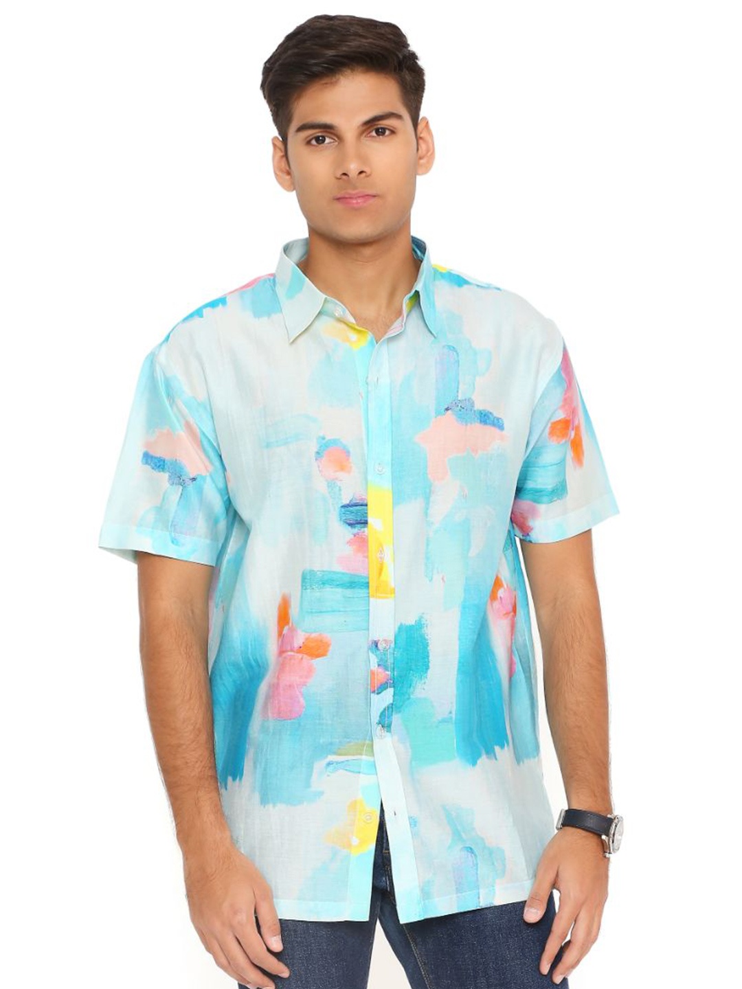 

PS MEN BY PAYAL SINGHAL Abstract Printed Relaxed Opaque Casual Shirt, Blue