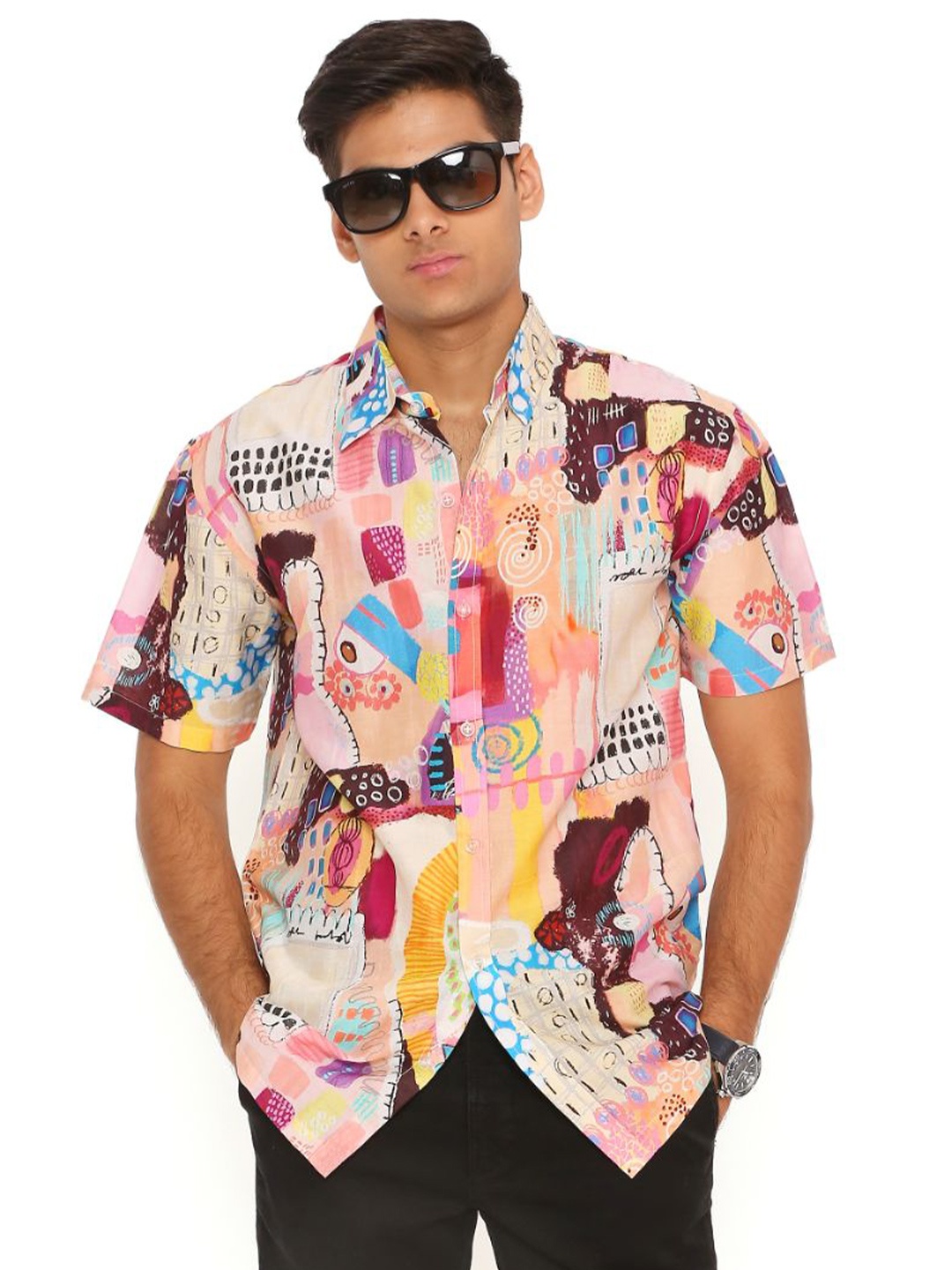 

PS MEN BY PAYAL SINGHAL Abstract Printed Relaxed Opaque Casual Shirt, Peach