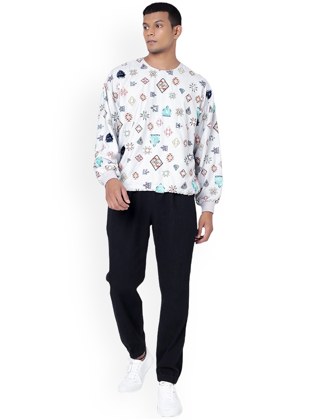 

PS MEN BY PAYAL SINGHAL Printed Oversized T-shirt With Jogger, Grey