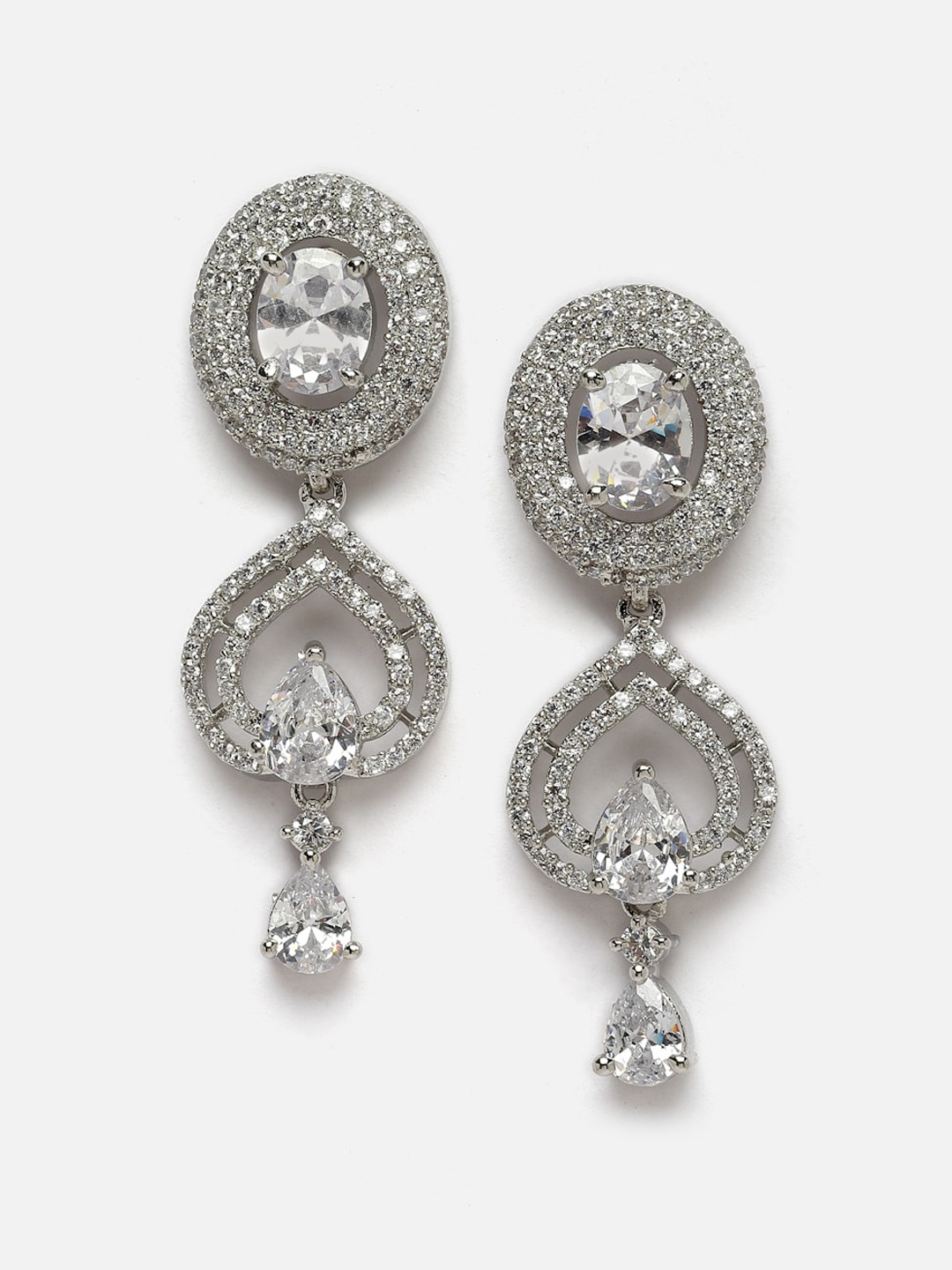 

DressBerry Rhodium-Plated Classic Drop Earrings, White