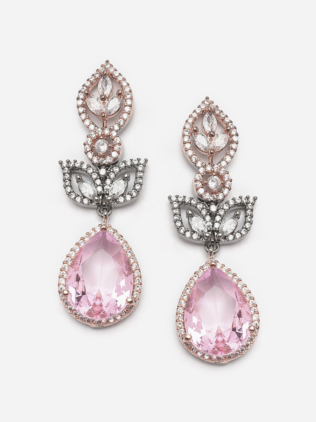 

DressBerry Rose Gold-Plated Teardrop Shaped Drop Earrings, Magenta