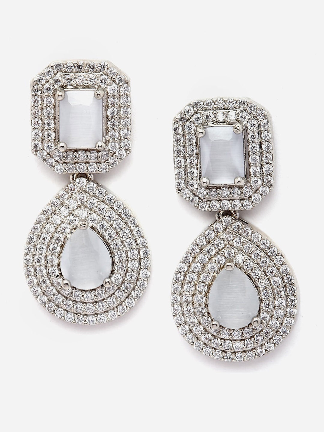 

DressBerry Silver Toned American Diamond Rhodium Plated Drop Earrings