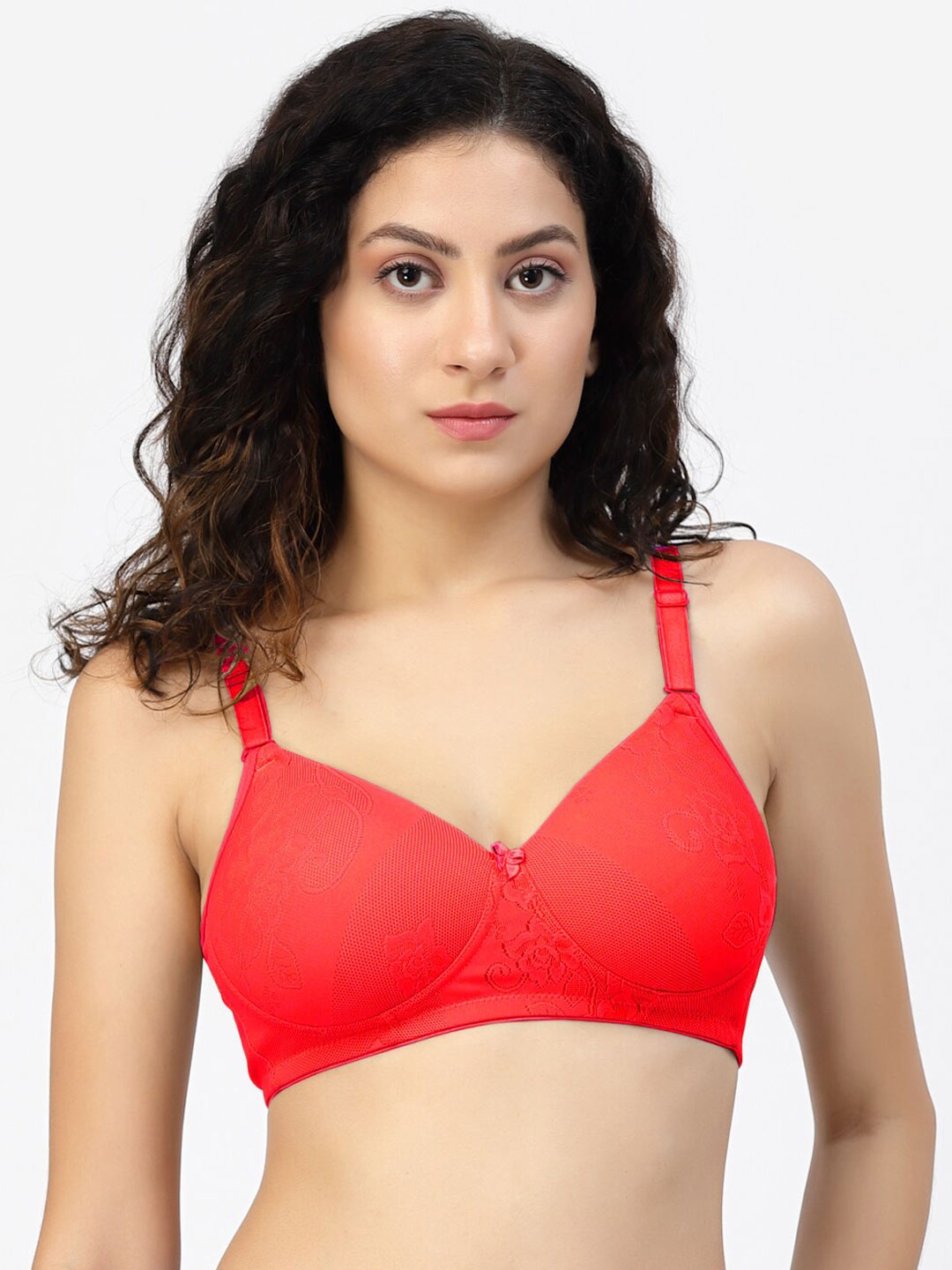 

SHYAM SONS FLAIR Full Coverage Lightly Padded Cotton T-shirt Bra With All Day Comfort, Red