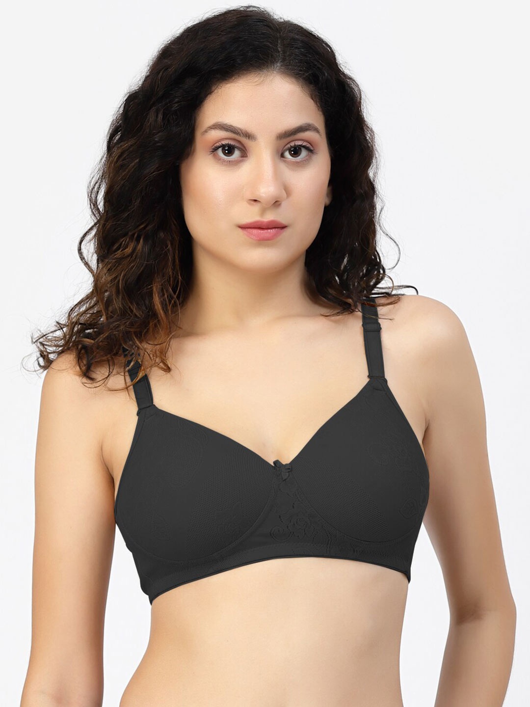

SHYAM SONS FLAIR Full Coverage Lightly Padded Cotton T-shirt Bra With All Day Comfort, Black