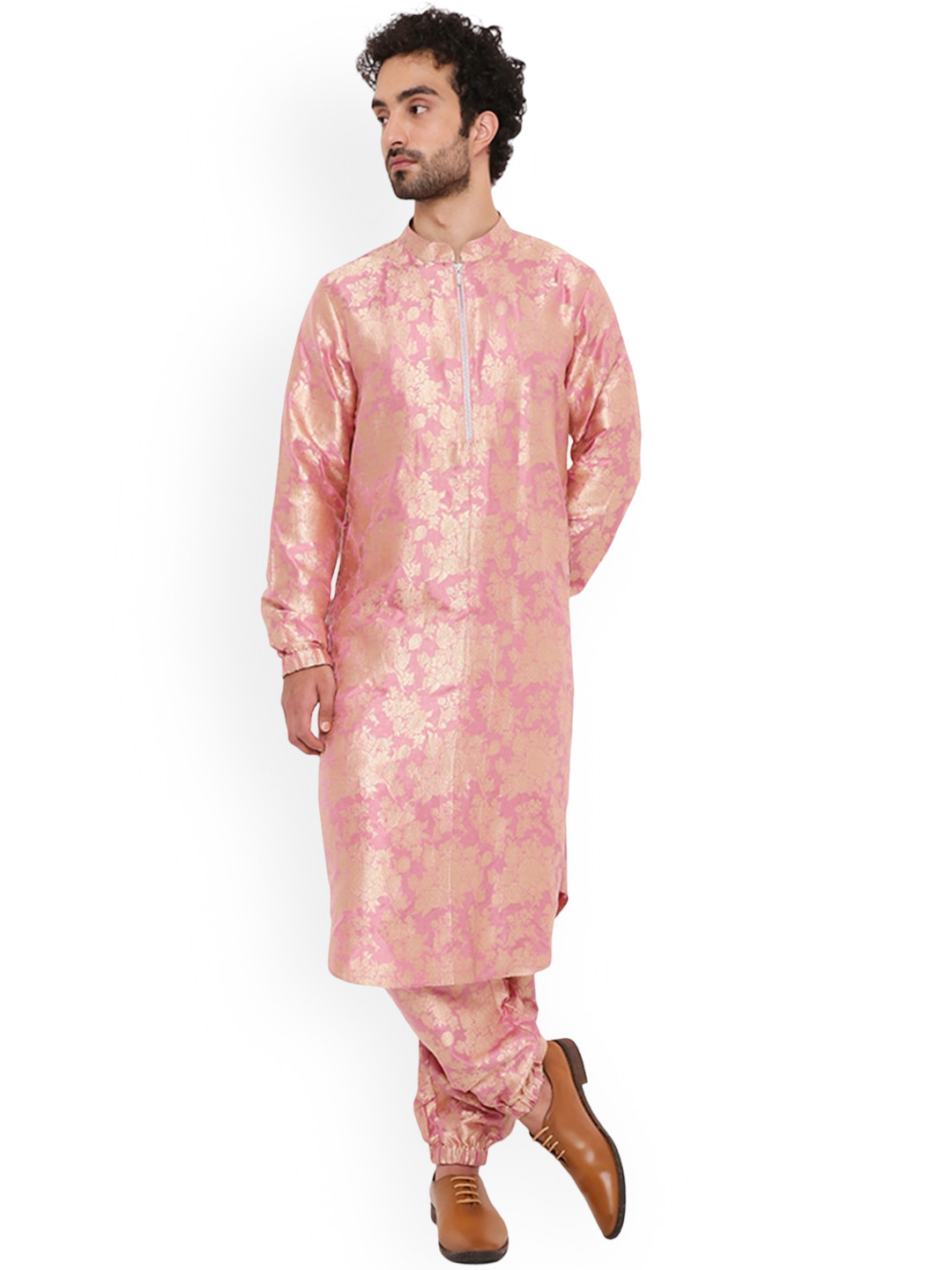 

PS MEN BY PAYAL SINGHAL Floral Regular Kurta with Jogger, Pink