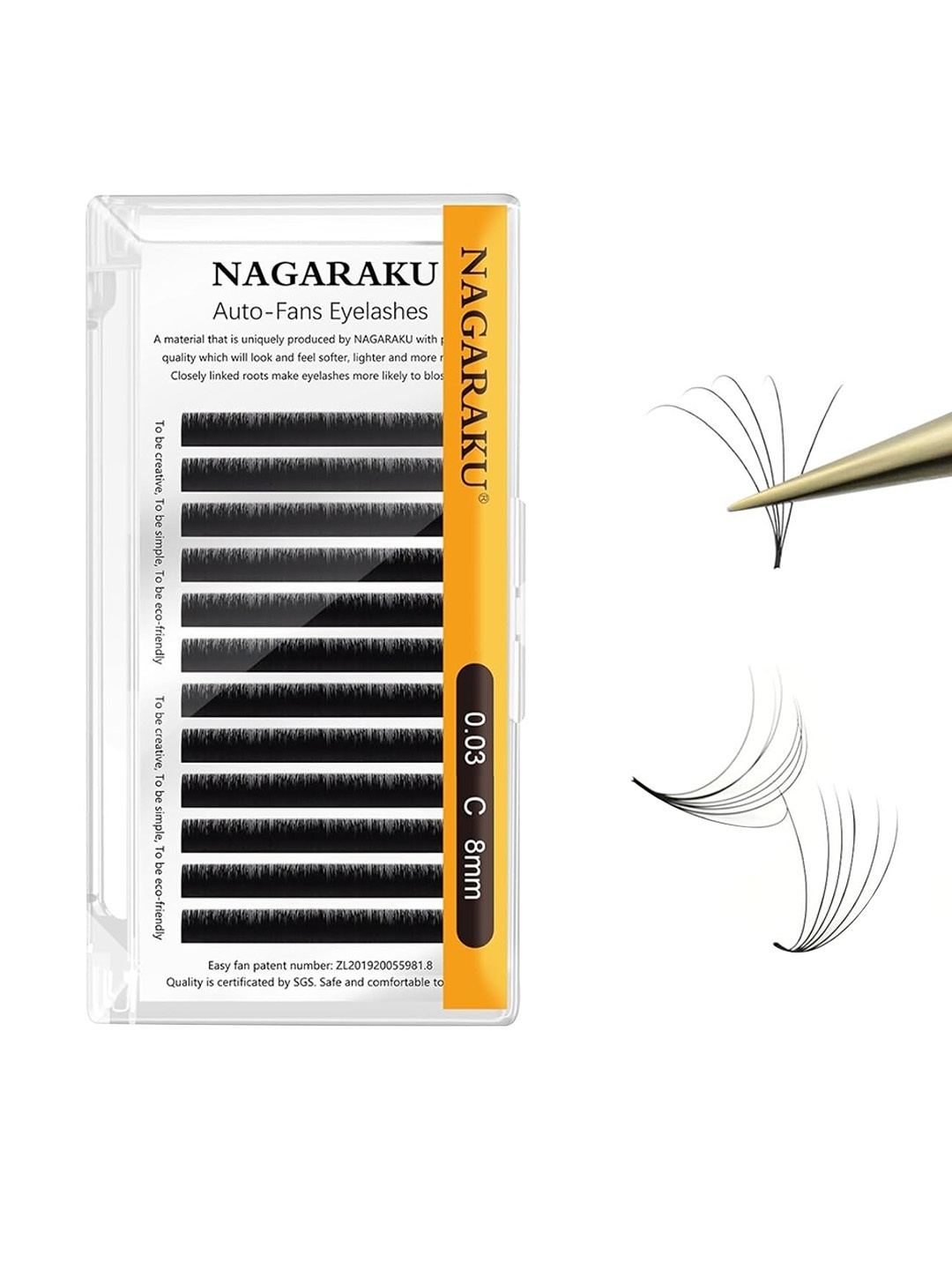 

NAGARAKU Set Of 12 Easy Fanning Auto Fans Eyelash Extension, Black