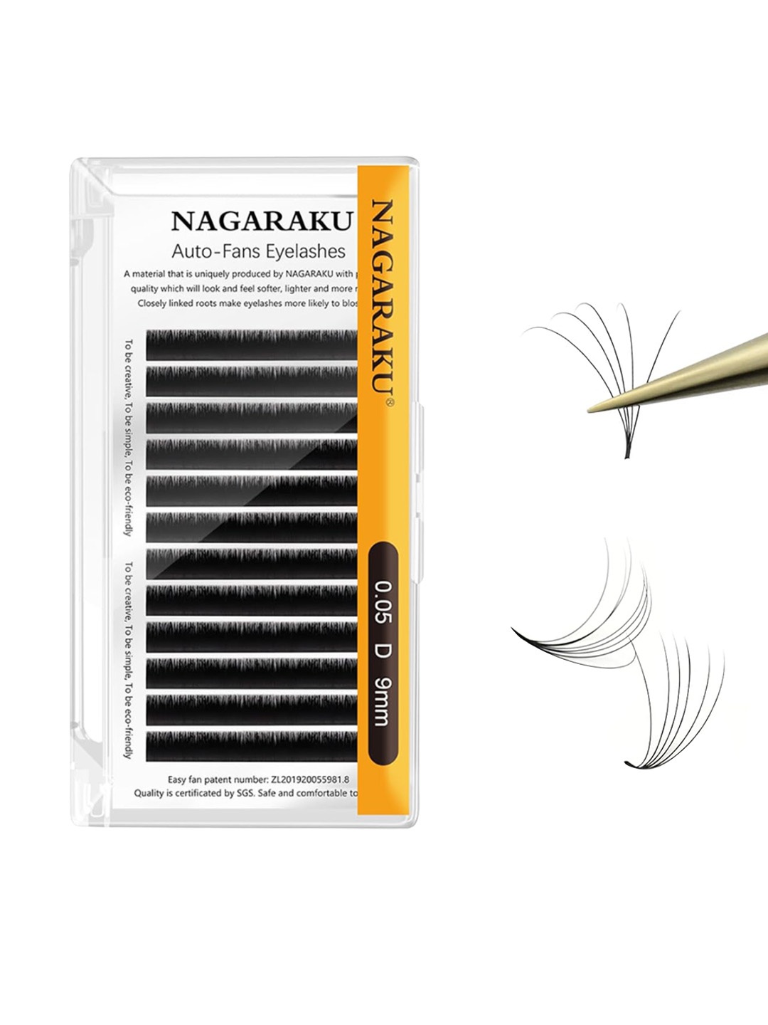 

NAGARAKU Easy Fanning Auto Fans Eyelash Extension Lashes Mega Volume 12 Row, Black