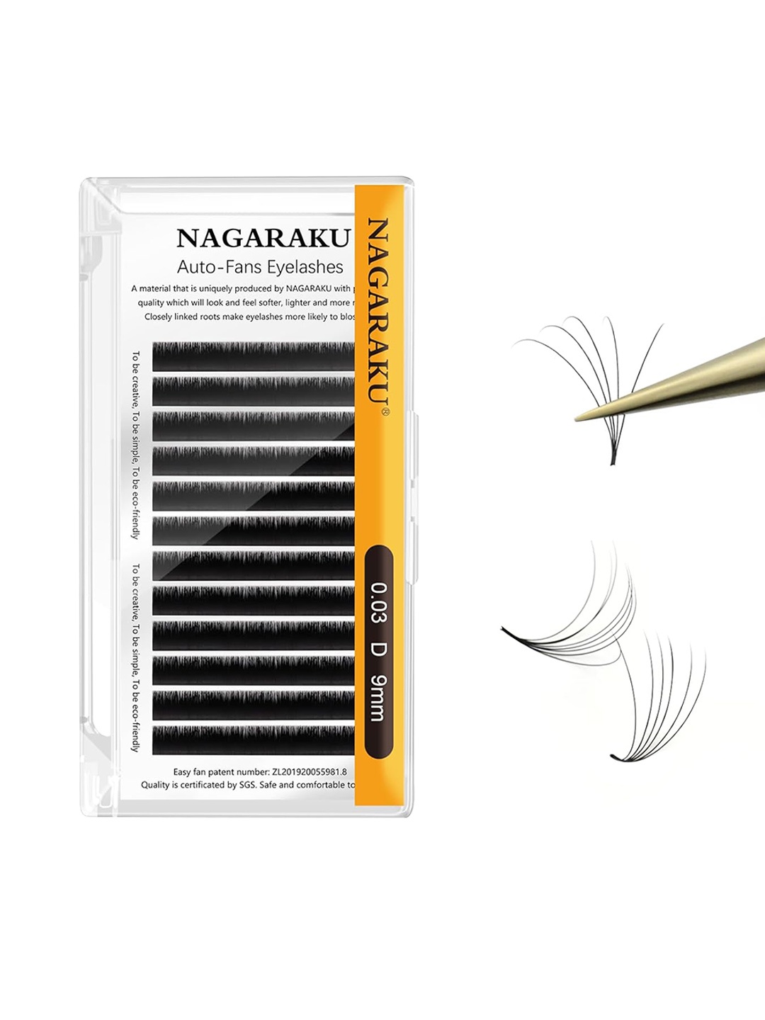 

NAGARAKU Easy Fanning Auto Fans Eyelash Extension Lashes Mega Volume 12 Row, Black