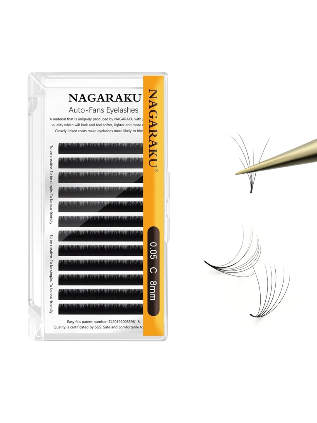 

NAGARAKU Easy Fanning Auto Fans Eyelash Extension Lashes Mega Volume 12 Row, Black