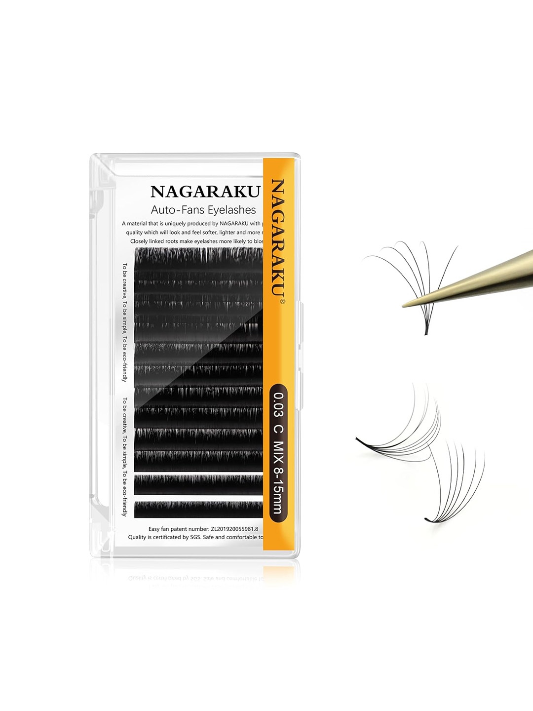 

NAGARAKU Easy Fanning Auto Fans Eyelash Extension Lashes Mega Volume 12 Row, Black
