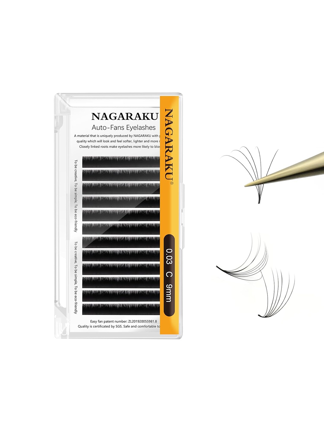 

NAGARAKU Easy Fanning Auto Fans Eyelash Extension Lashes Mega Volume 12 Row, Black