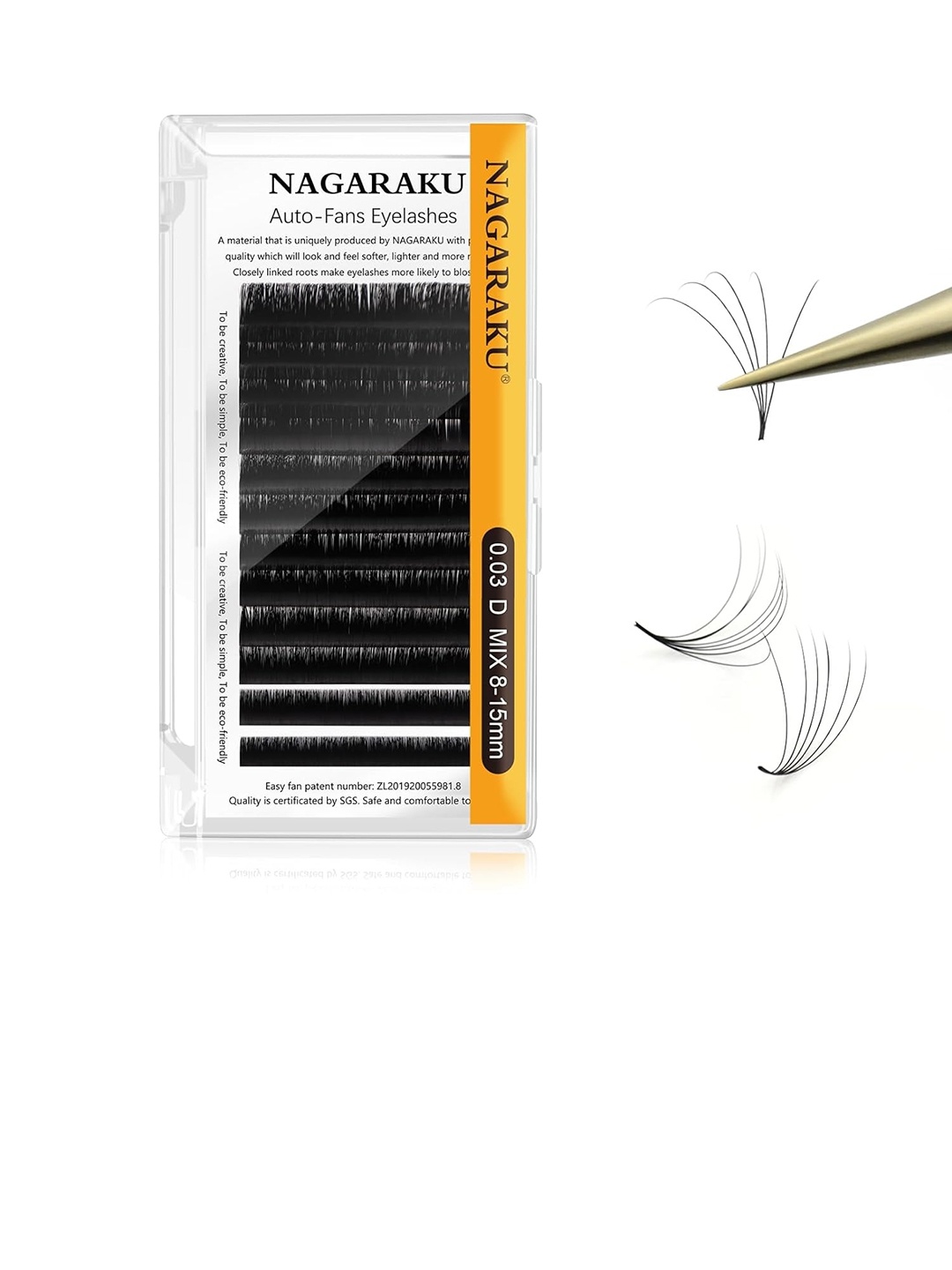 

NAGARAKU Easy Fanning Auto Fans Eyelash Extension Lashes Mega Volume 12 Row, Black