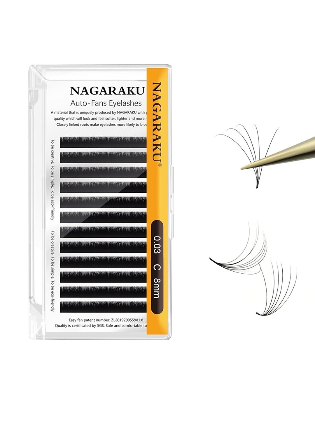 

NAGARAKU Easy Fanning Auto Fans Eyelash Extension Lashes Mega Volume 12 Row, Black