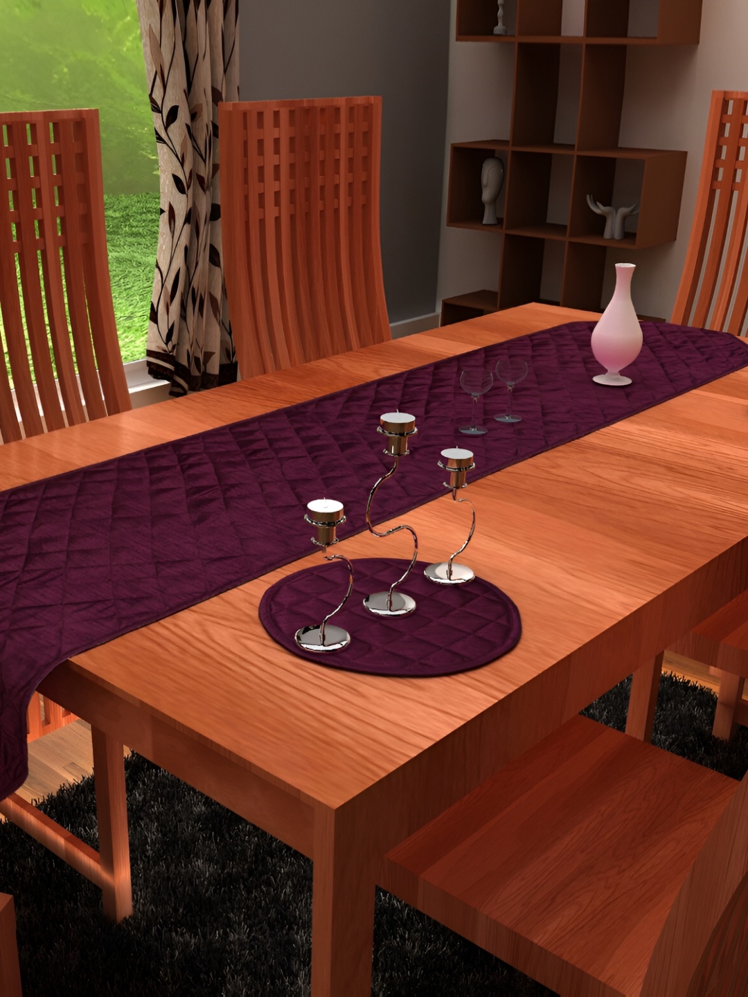 

Home Heart Purple Quilted Reversible Table Runner