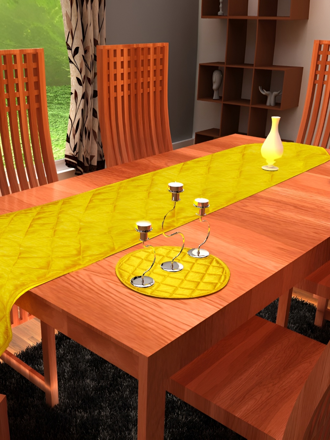 

Home Heart Yellow Quilted Reversible Table Runner