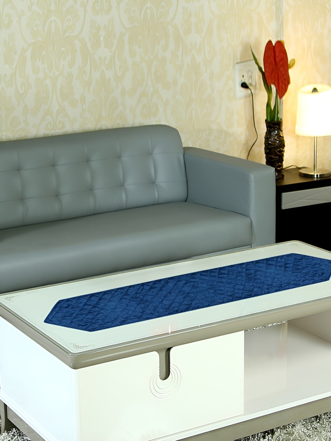 

Home Heart Blue Quilted Reversible Table Runner