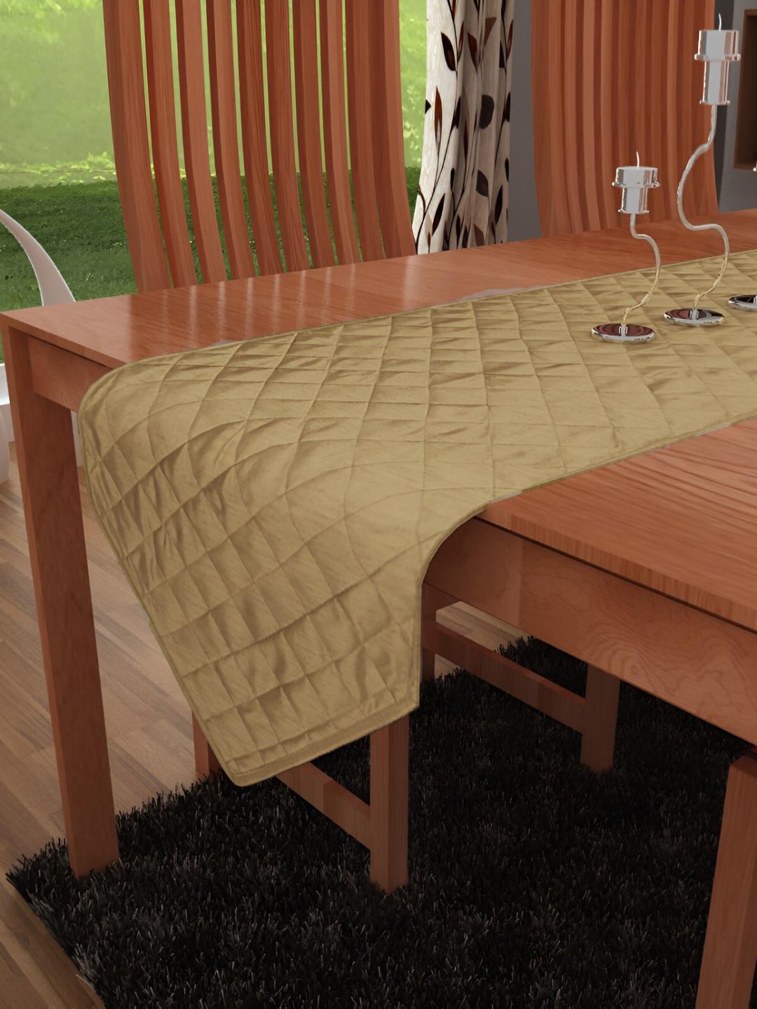 

Home Heart Cream Coloured Quilted Reversible Table Runner