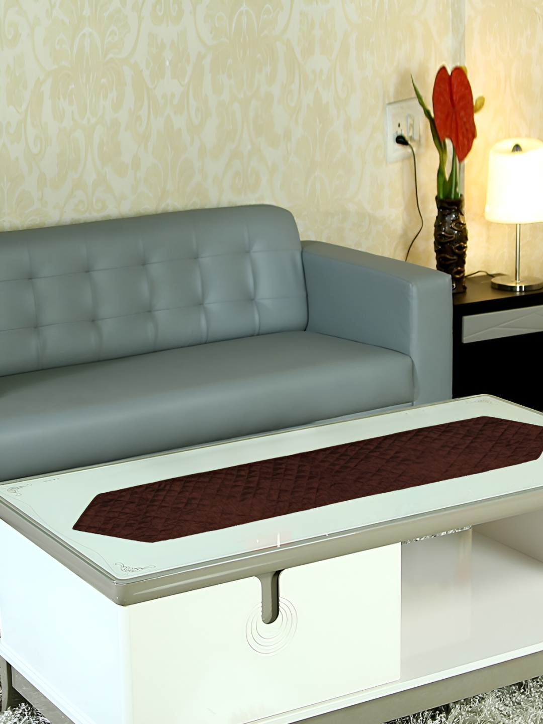 

Home Heart Brown Quilted Reversible Table Runner