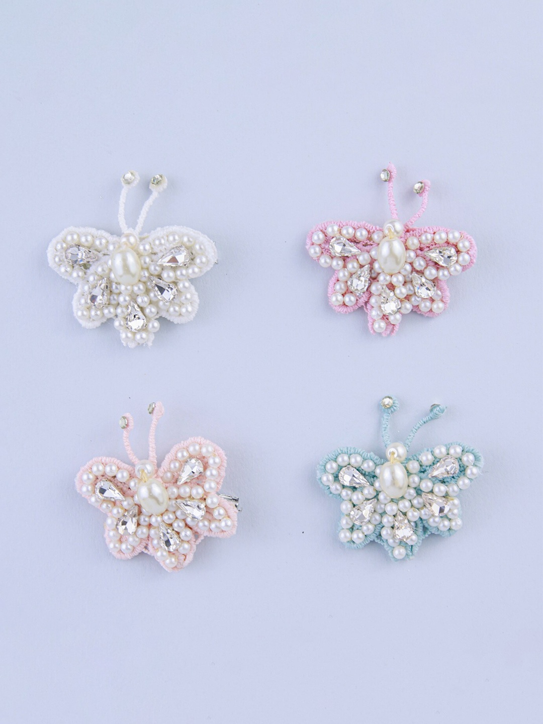 

Choko Girls Set of 4 Beaded Alligator Hair Clip, White