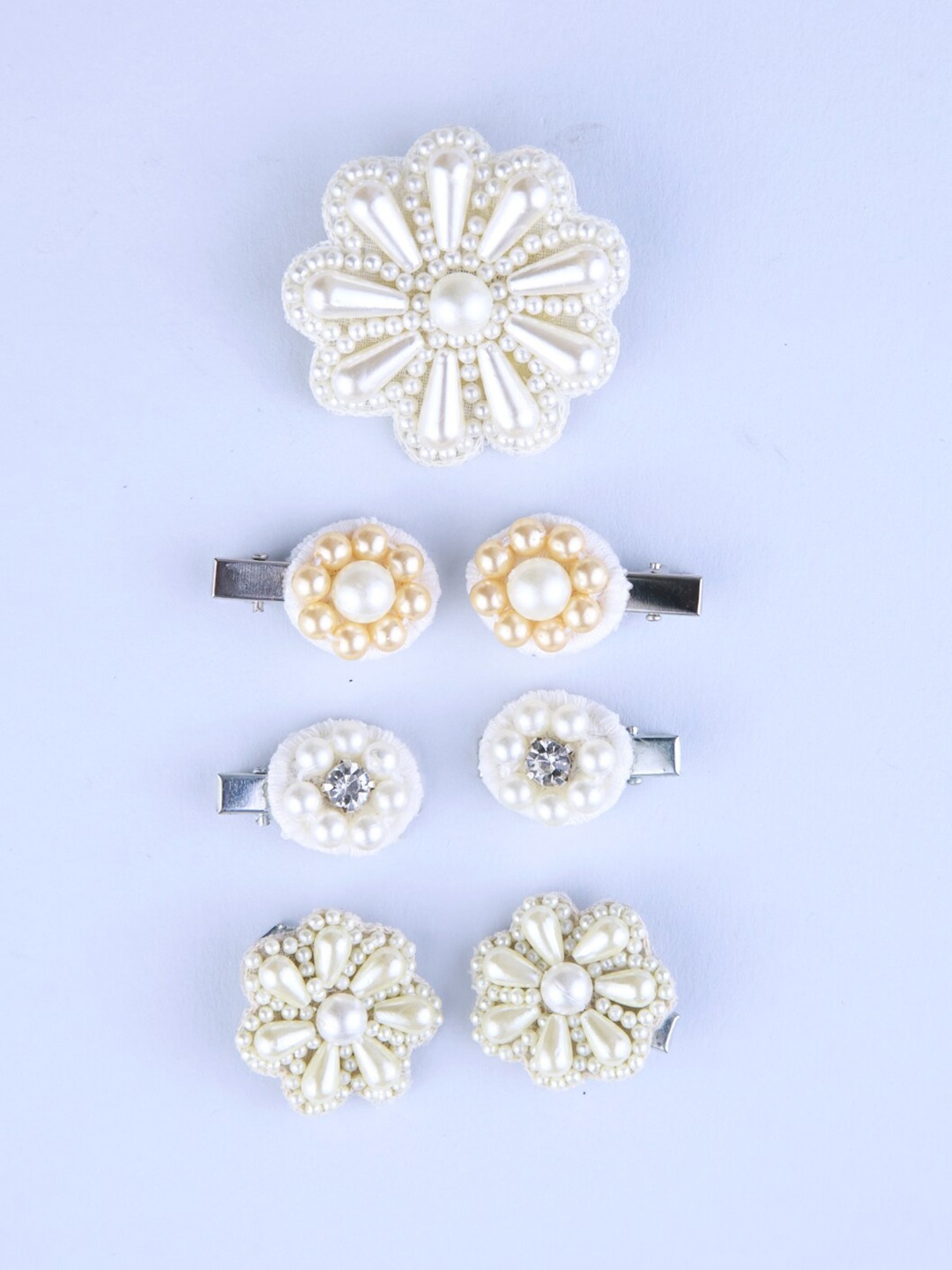

Choko Girls Set of 7 Embellished Alligator Hair Clip, Off white