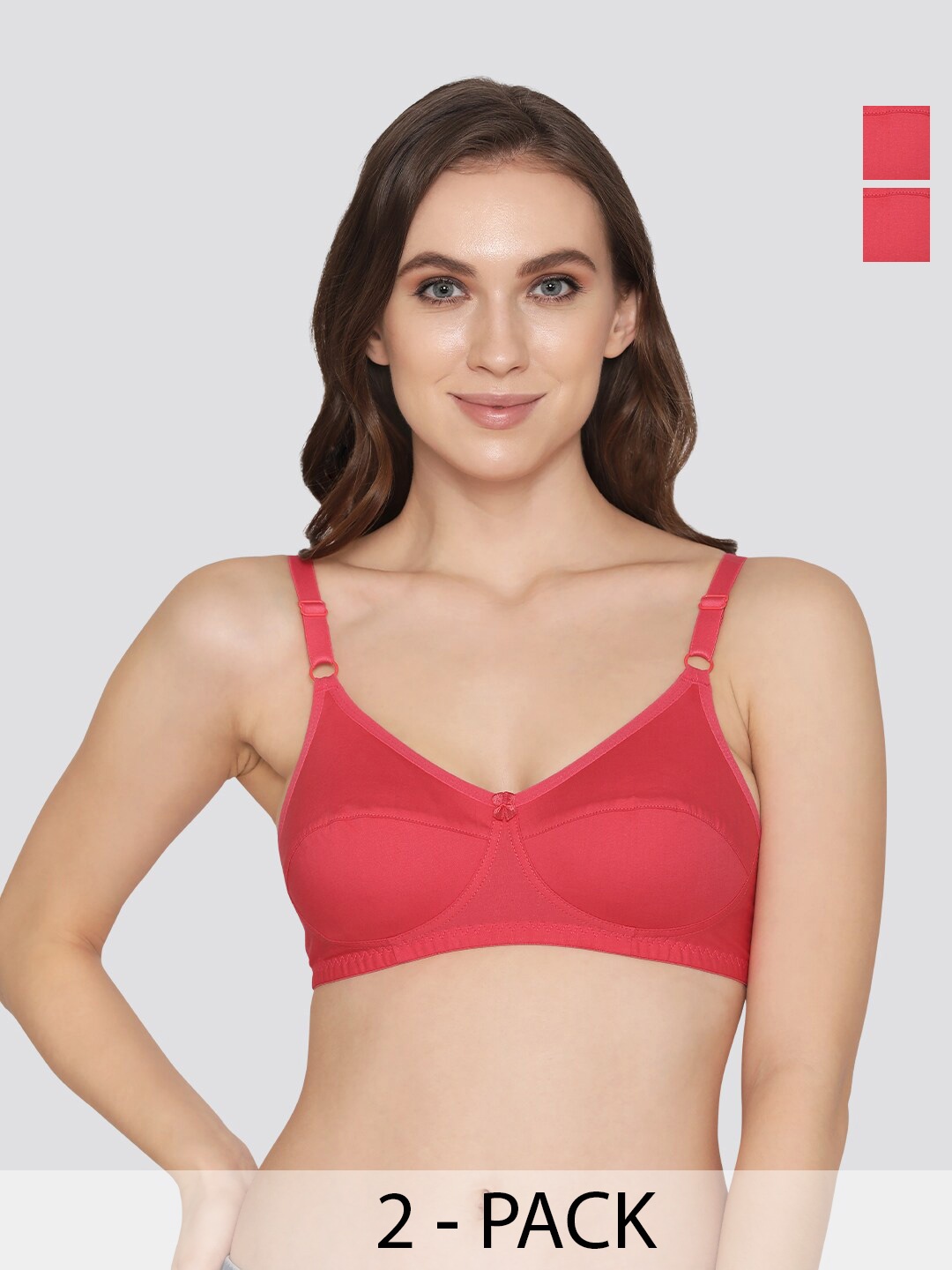 

K LINGERIE Pack of 2 Manvi Wirefree Cotton Everyday Bra, Pink