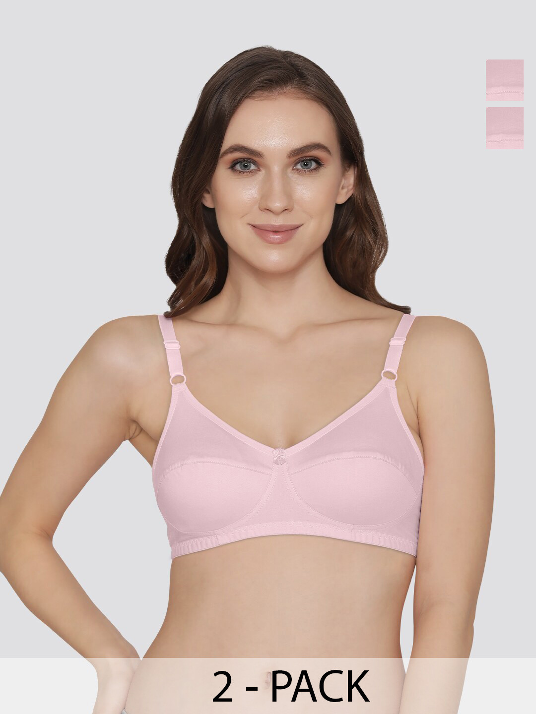 

K LINGERIE Pack of 2 Manvi Wirefree Cotton Everyday Bra, Pink