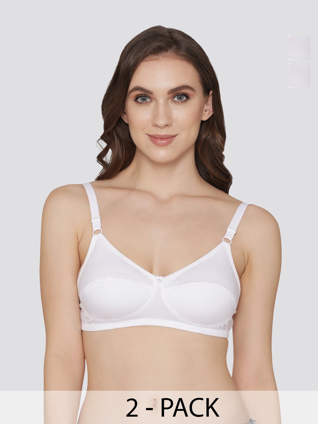 

K LINGERIE Pack of 2 Manvi Wirefree Cotton Everyday Bra, White