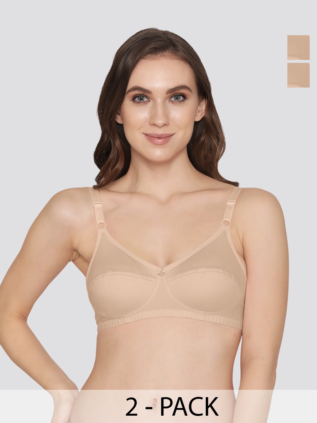 

K LINGERIE Pack of 2 Manvi Wirefree Cotton Everyday Bra, Nude