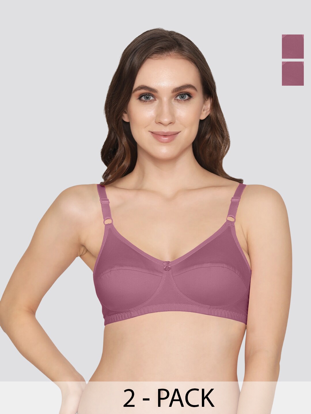 

K LINGERIE Pack of 2 Manvi Wirefree Cotton Everyday Bra, Purple