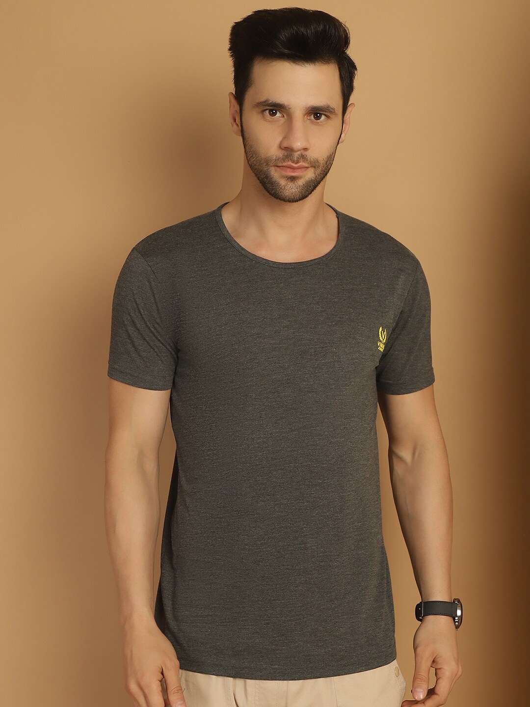 

MACK JONNEY Round Neck Short Sleeves Cotton T-shirt, Grey